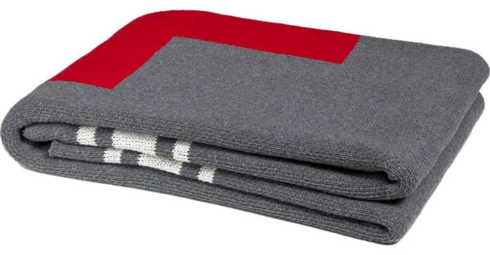 In2green Swiss Cross With Stripes Eco Throw, Smoke