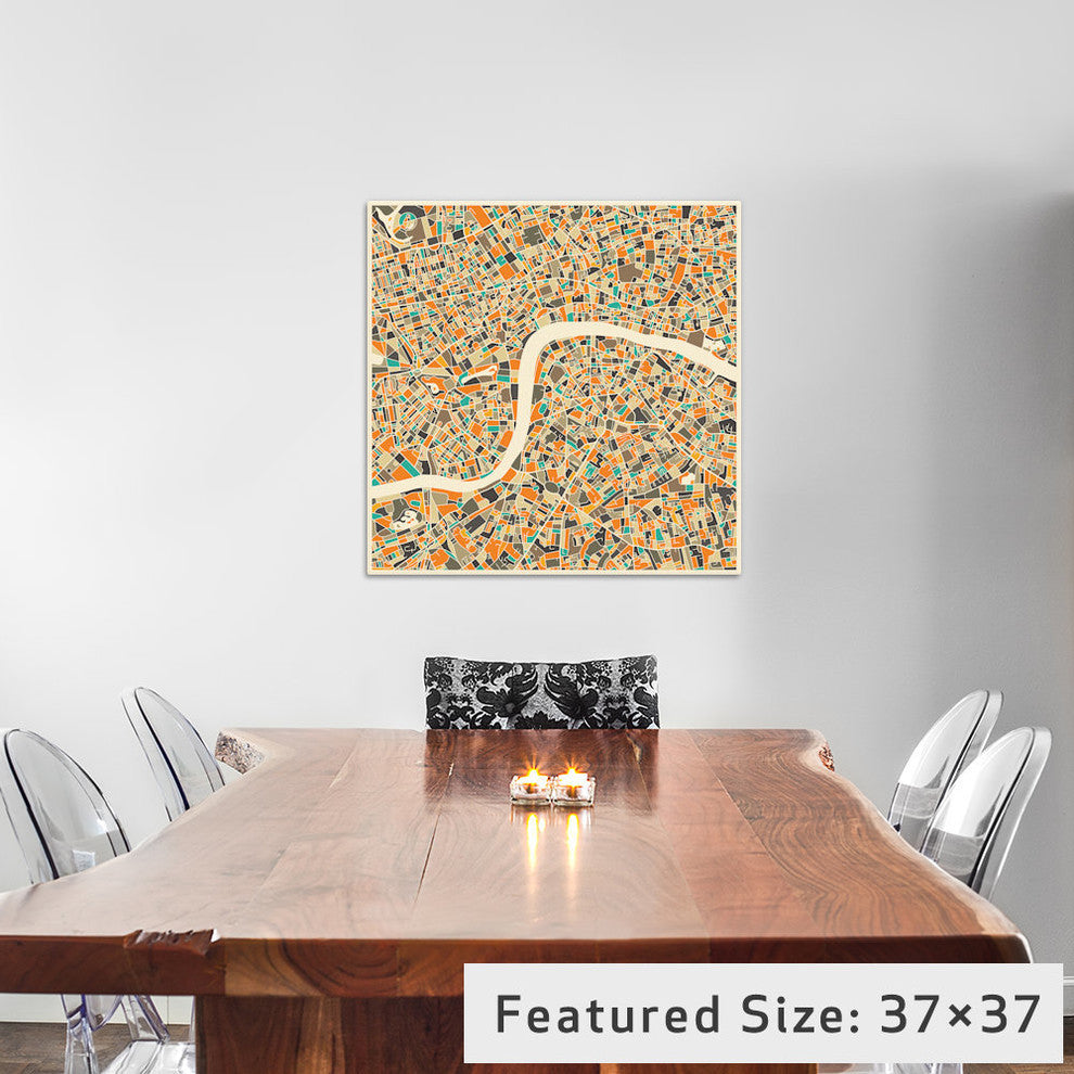 "Abstract City Map of London" by Jazzberry Blue, 37x37x1.5