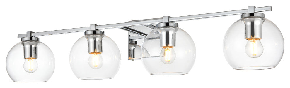 4 Light Chrome And Clear Bath Sconce