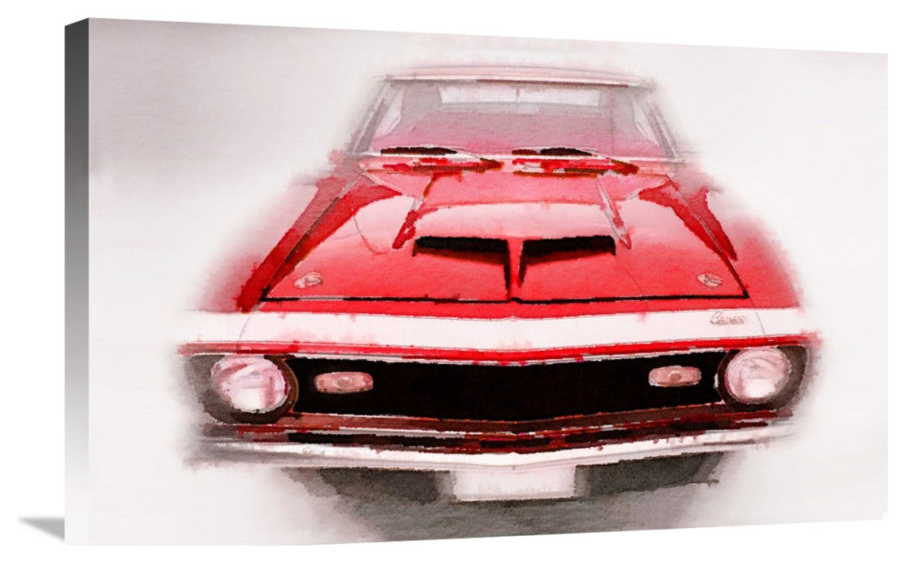 "1968 Chevy Camaro Front End Watercolor" Fine Art Print