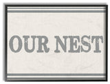 'Our Nest Flour Sack Typography', Framed Giclee, 11"x1.5"x14"