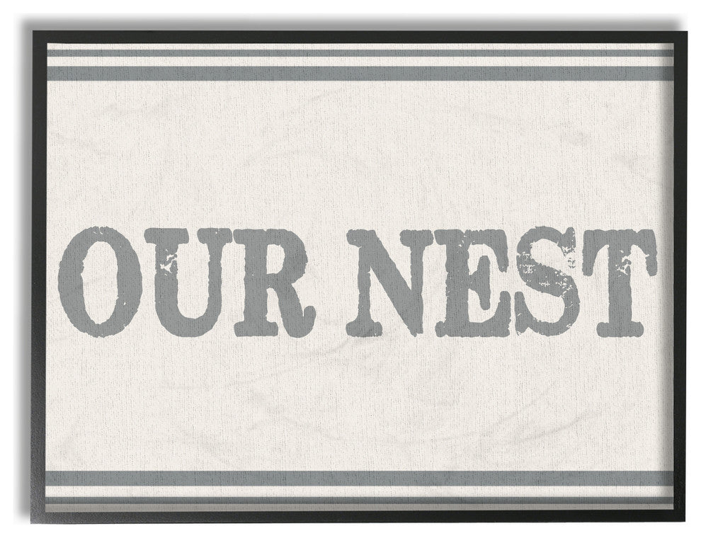 'Our Nest Flour Sack Typography', Framed Giclee, 11"x1.5"x14"
