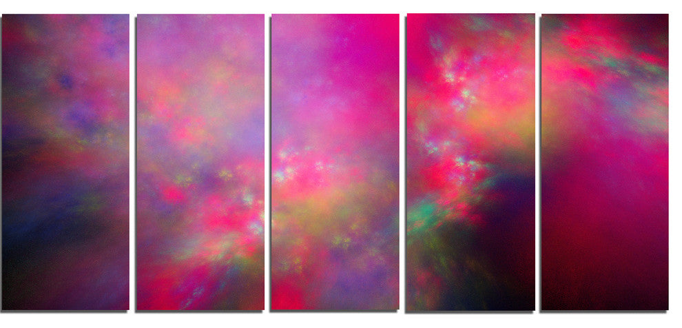Perfect Red Starry Sky, Abstract Canvas Art Print, 60"x28", 5 Panels