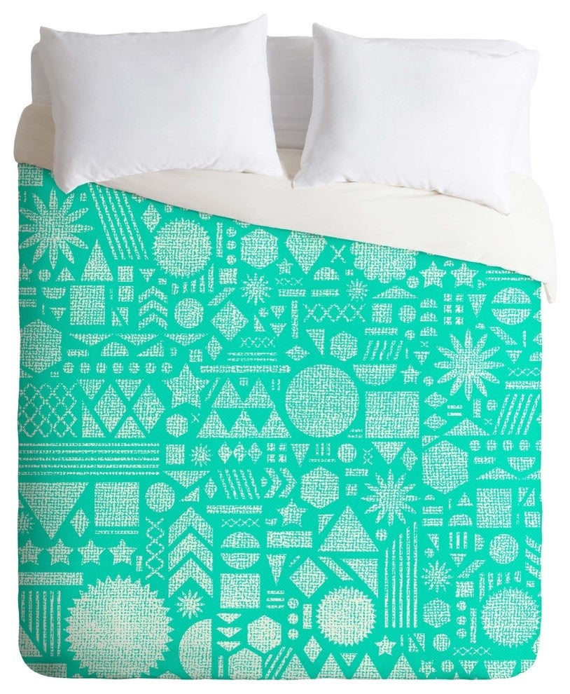 Deny Designs Nick Nelson Modern Elements In Turquoise Duvet Cover - Lightweight