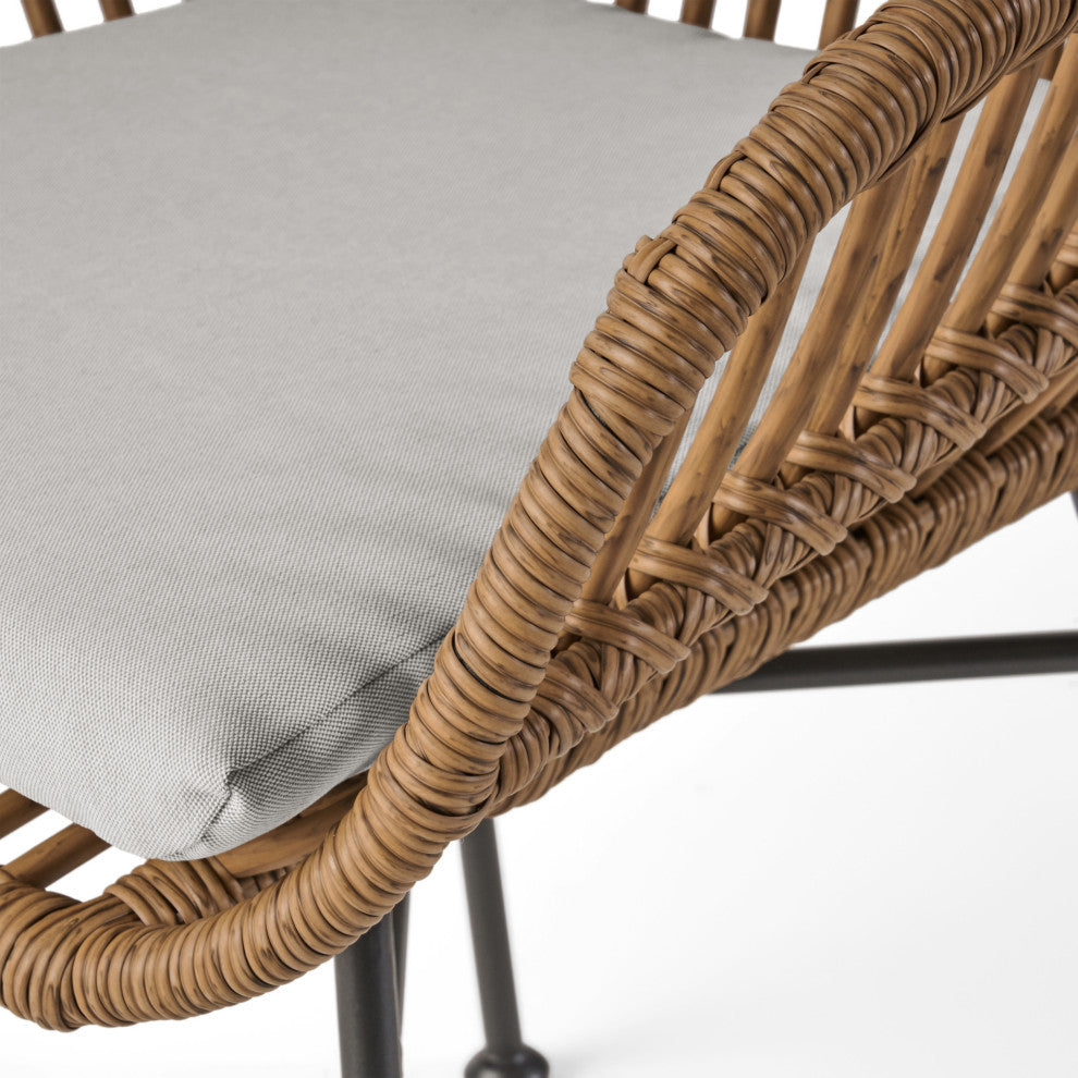 Lesley Faux Wicker 2 Seater Chat Set with Tempered Glass Table, Brown