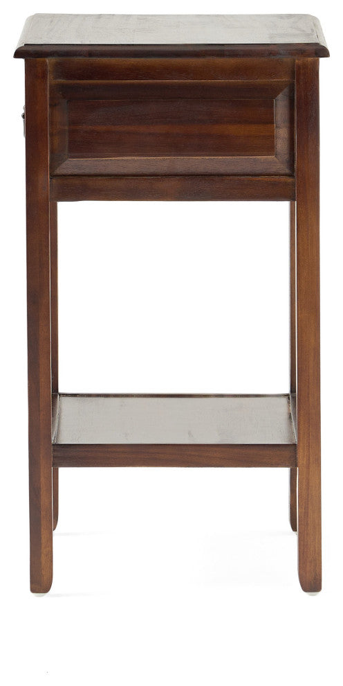 GDF Studio Noah Wood Top Drawer Accent Table, Brown Mahogany