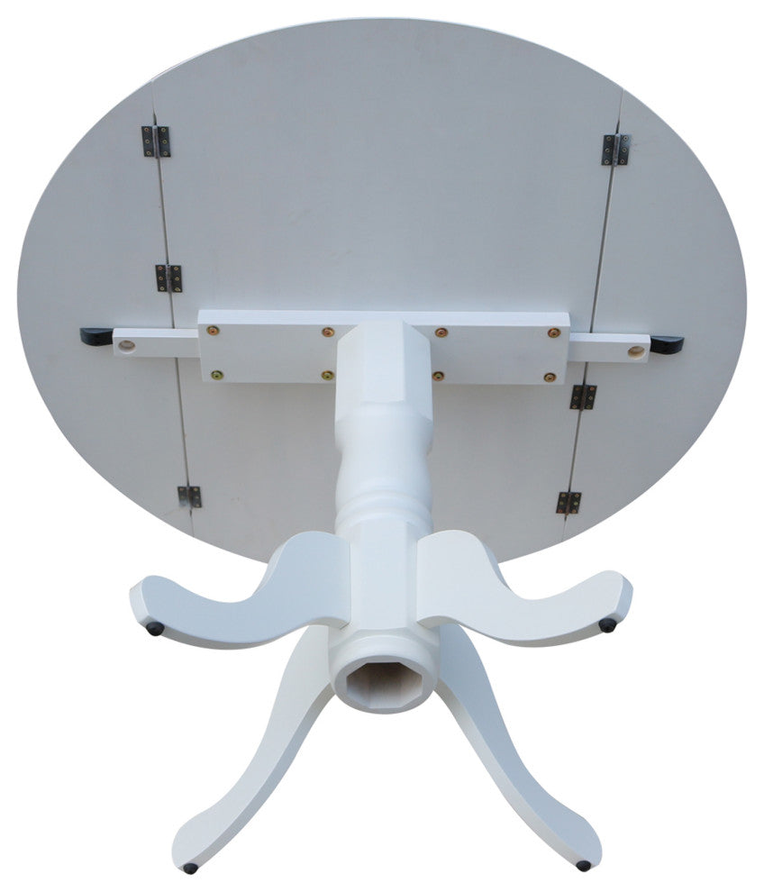 42" Round Dual Drop Leaf Pedestal Table, White