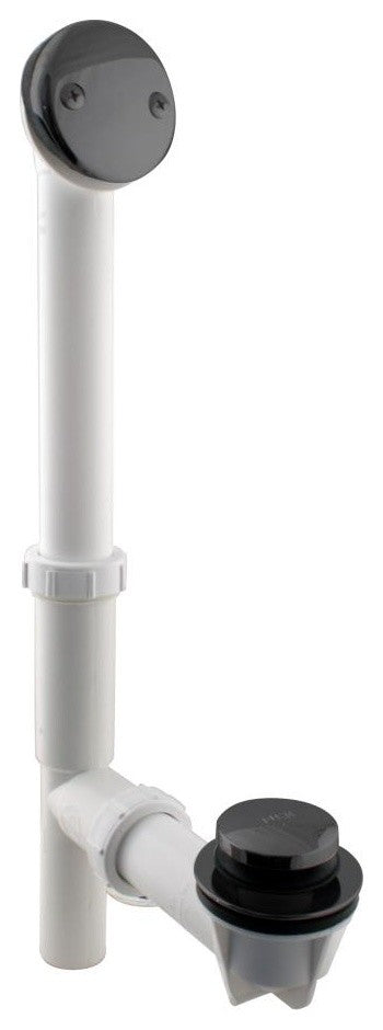 White 1.5" Tubular Tip Toe Bath Waste In Powder Coated White, Powder Coated Flat Black