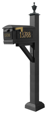 Westhaven System-Mailbox, 3 Cast Plates, Square Collar, Urn Finial, Black