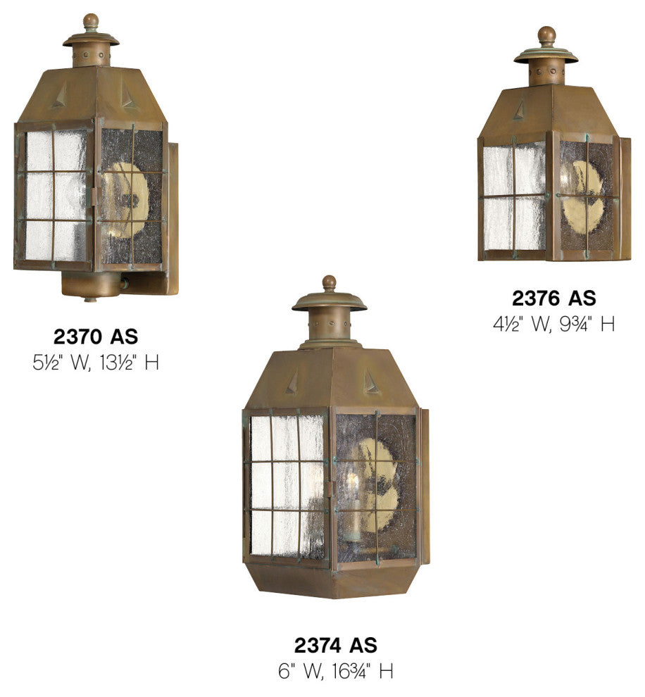 Hinkley Nantucket Medium Wall Mount Lantern, Aged Brass