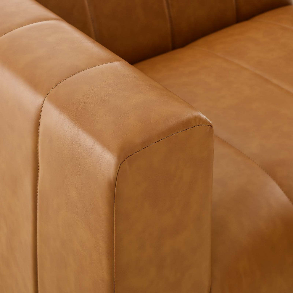 Sectional Sofa Set, Faux Vegan Leather, Tan, Modern, Living Lounge Hospitality