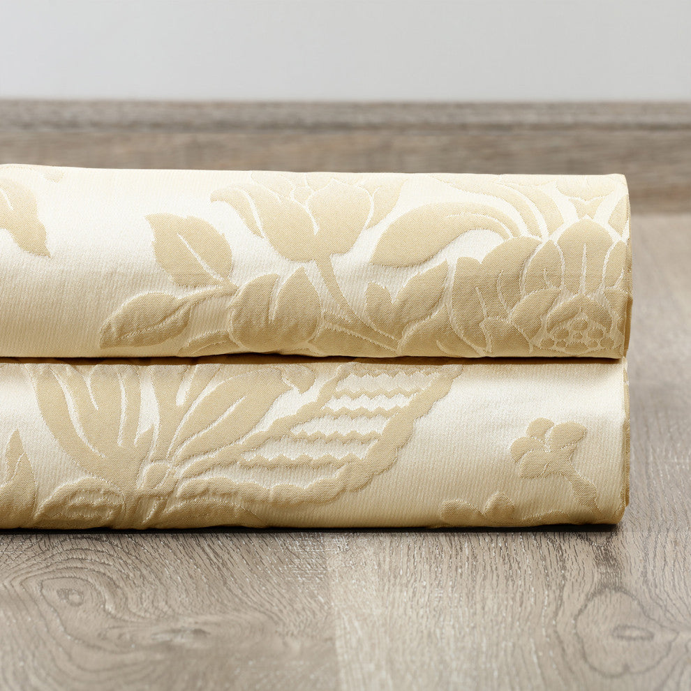 Magdelena Champagne FauxSilk Jacquard Curtain Single Panel, 50"x84"