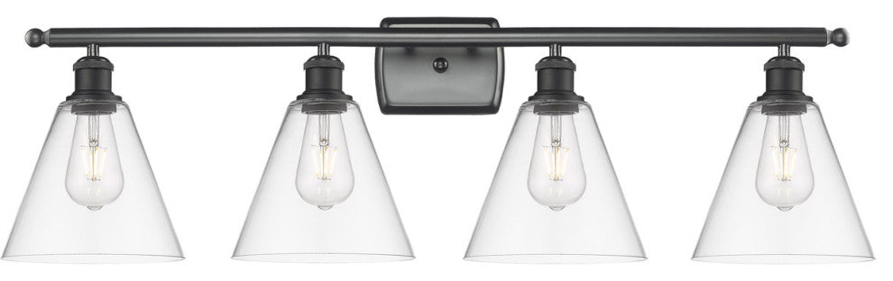Innovations 516-4W-BK-GBC-82 4 Light Bath Vanity Light, Matte Black
