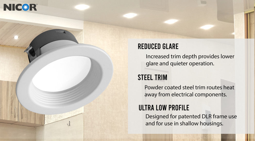 DLR(v6) Recessed LED Downlight, White Baffle, 3000k, 1 Pack