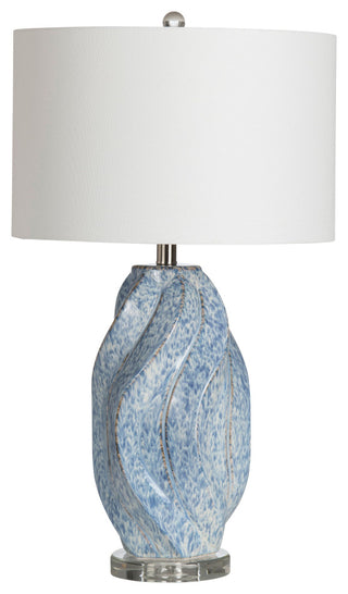 Janice 3-Way Swirl Ceramic Table Lamp with White Linen Shade