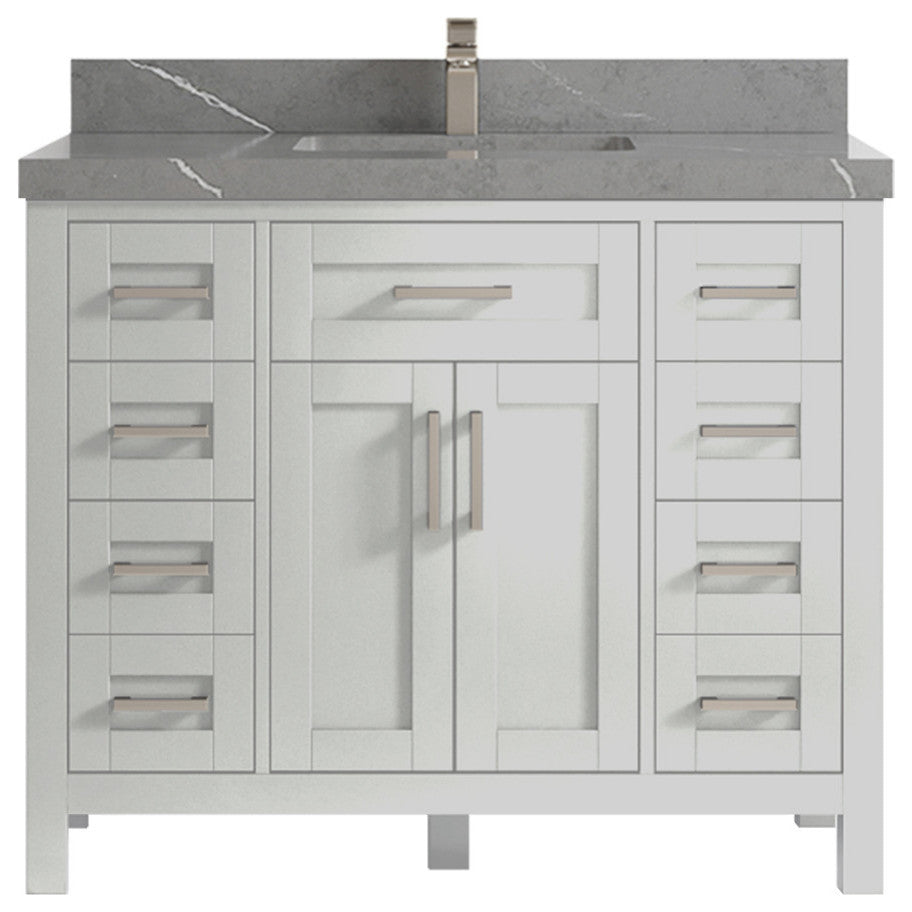 Cambridge 42 Single Sink Bath Vanity in Coventry Gray 2" Piatra Gray