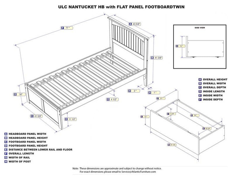 AFI Nantucket Twin Solid Wood Bed with Storage Drawers in White
