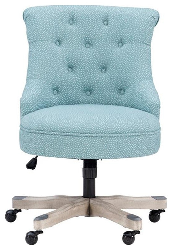 Linon Sinclair Wood Upholstered Office Chair in Light Blue