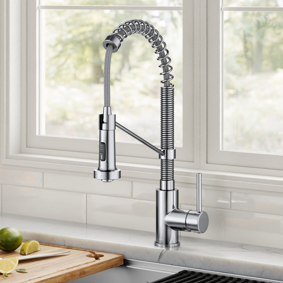 Bolden Commercial Style 2-Function Pull-Down 1-Handle 1-Hole Kitchen Faucet, Chrome