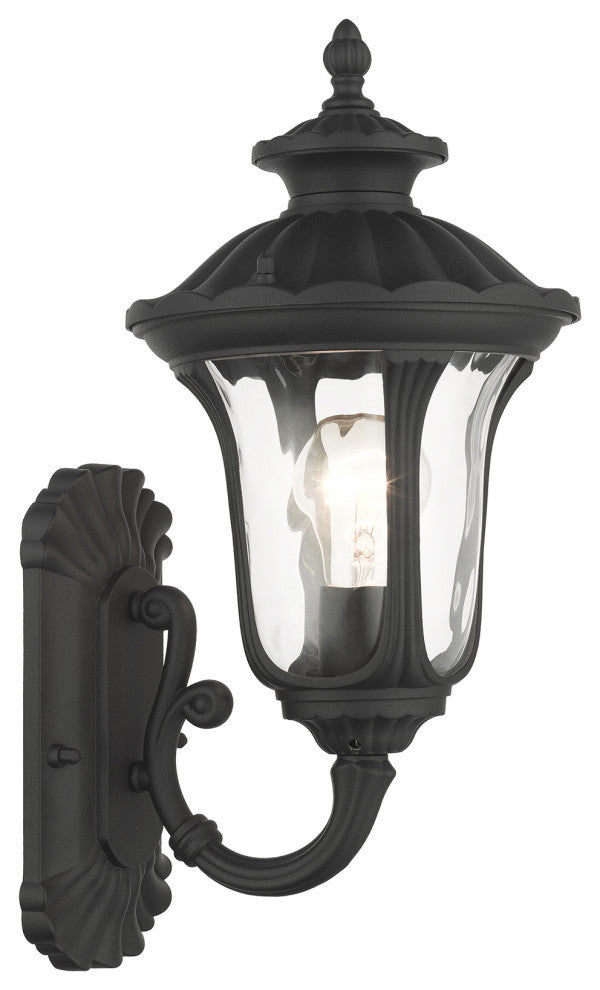 Textured Black Traditional, Victorian, Sculptural, Outdoor Wall Lantern