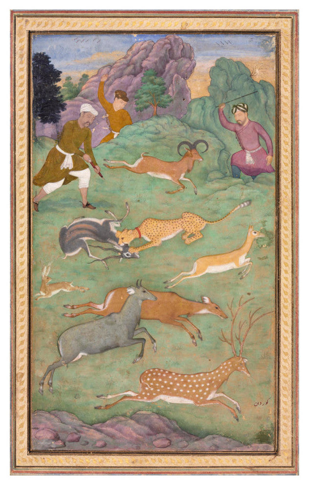 "Antelope and Deer Hunt, c. 1607-1608" Digital Paper Print by Govardhan, 21"x32"
