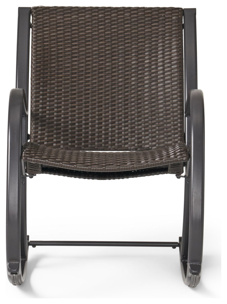 GDF Studio Leann Outdoor Dark Brown Wicker Rocking Chairs