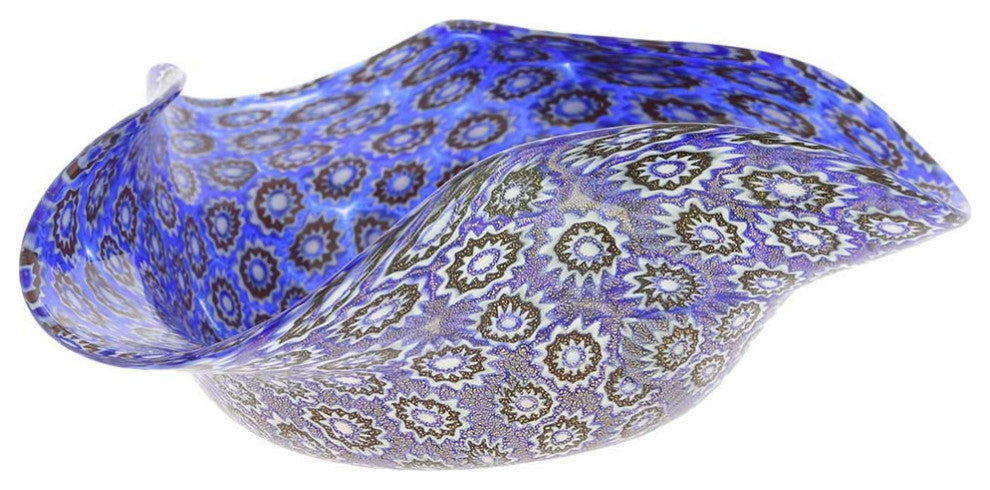 GlassOfVenice Murano Glass Millefiori Decorative Bowl - Classic Blue