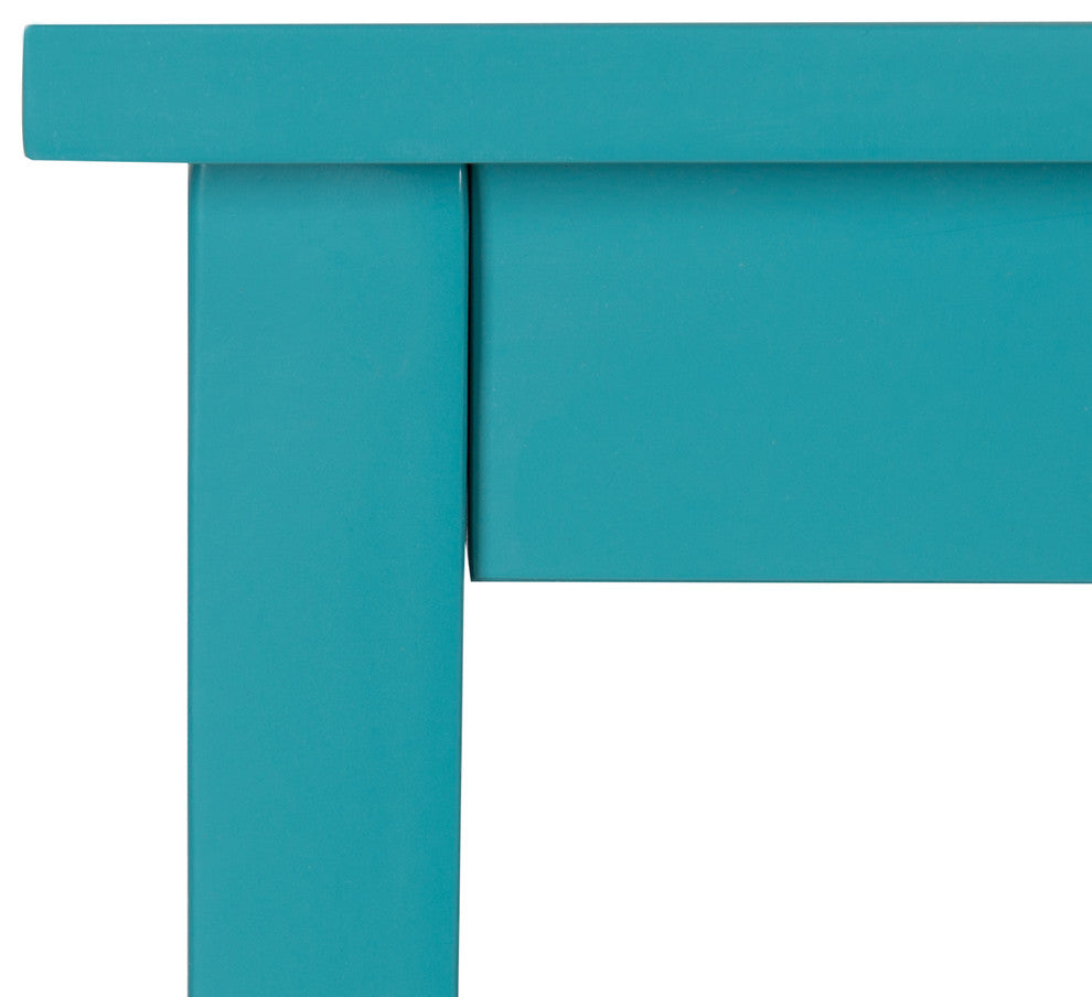 Kate and Laurel Lillian Wood Console Table, Curved Legs and Shelf, Teal