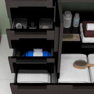 Carla 36" Freestanding Bathroom Vanity With Left Side Drawers, Gloss Black