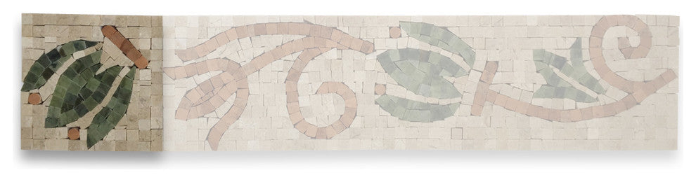 Marble Mosaic Border Accent Tile Lily Crema Marfil 4.7x4.7 Polished, 1 piece
