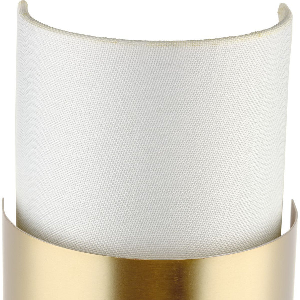 Silva Collection Two-Light Brushed Nickel White Linen Shade Wall Sconce, Brushed Bronze