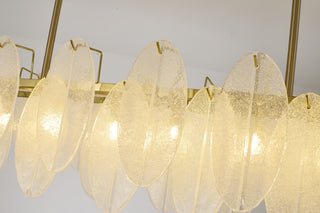 8-Light Brass Chandelier With Frosted Glass