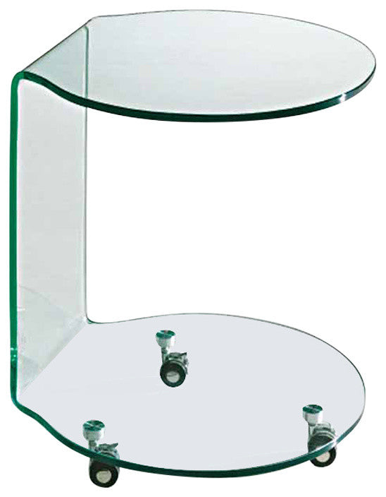 Bent Glass End Table, Clear Glass