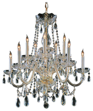 Traditional Crystal 10 Light Chandelier in Polished Brass