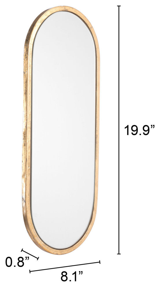 Frame Wall Mirror, Oval, Glass, Steel Metal, Gold, Bedroom Living
