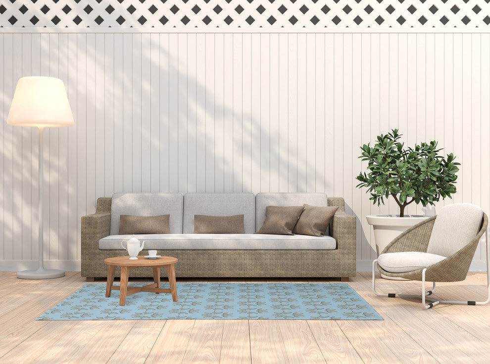 5' x 7' Chickens-go-round Easter Chenille Indoor/Outdoor Rug