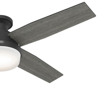 Hunter 52" Dempsey Matte Black Low Profile Ceiling Fan, LED Kit, Remote