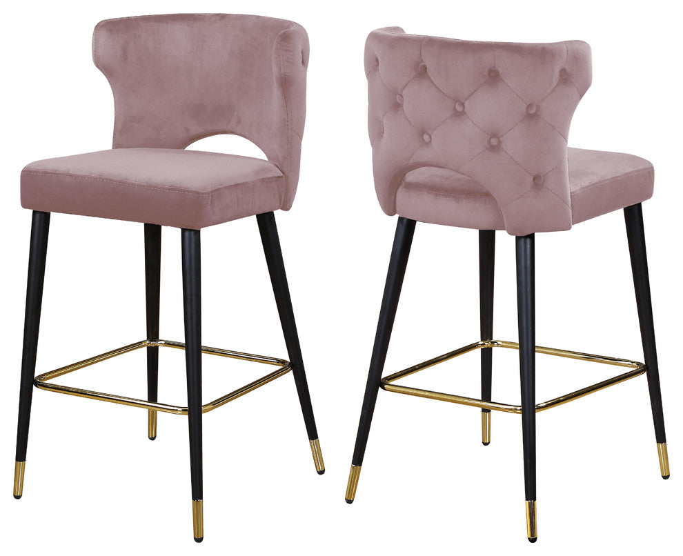 Kelly Velvet Stool (Set of 2), Pink
