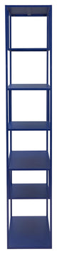 Bookcase Wall Shelf Rack, Steel Metal, Blue, Lounge Cafe Lobby Hospitality
