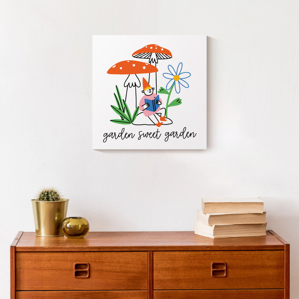 Garden Sweet Garden Gnome 5 12x12 Canvas Wall Art