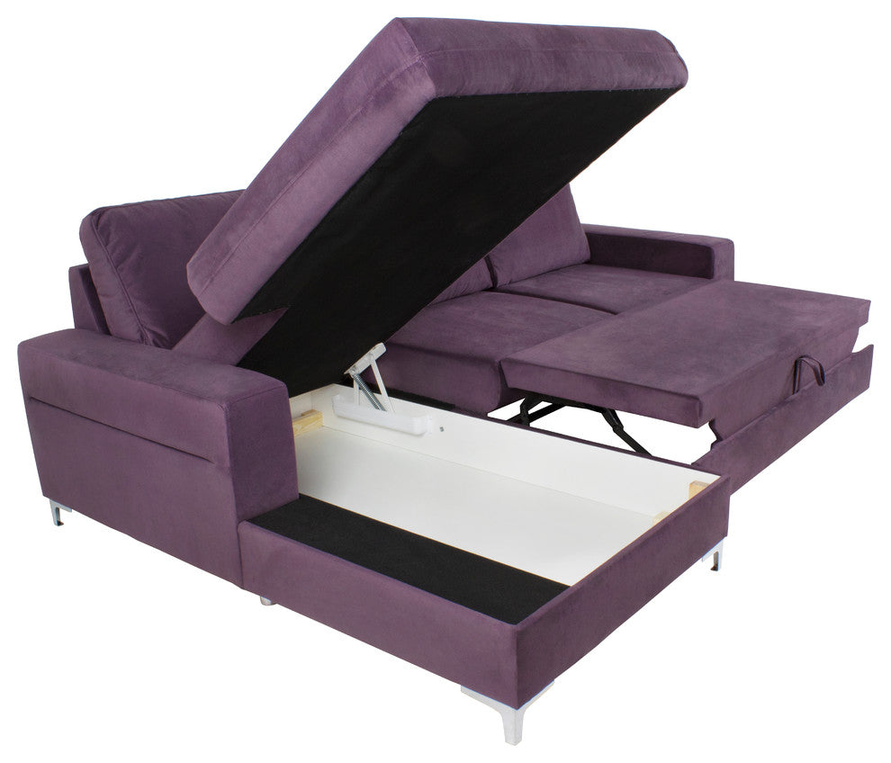 LENS Sectional Sofa-Bed, Purple, Left Corner