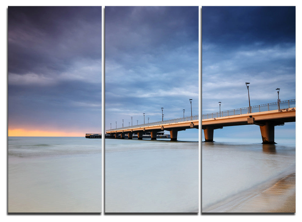 "Long Concrete Pier into Sea" Canvas Wall Art, 3 Panels, 36"x28"