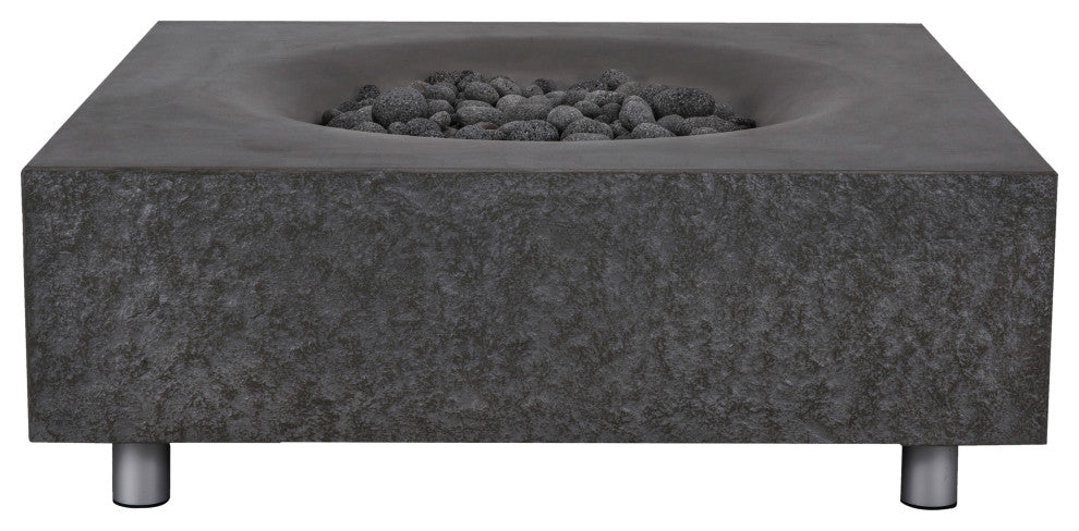 Pyromania Monument Concrete Fire Pit Table, 41"x41", Charcoal, Natural Gas