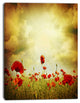 Red Poppies on Grunge Background, Floral Canvas Art Print, 28"x60"