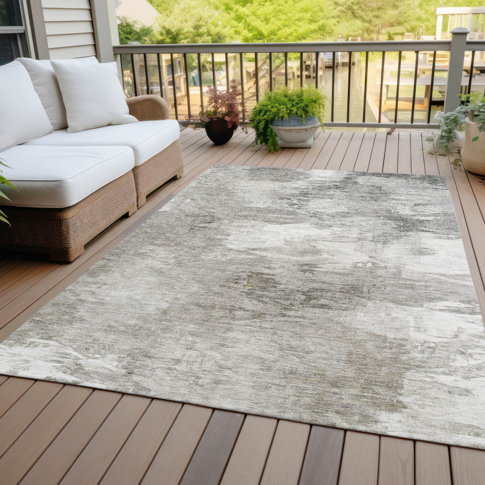 Machine Washable Indoor/Outdoor Chantille ACN597 Beige 5' x 7'6" Rug