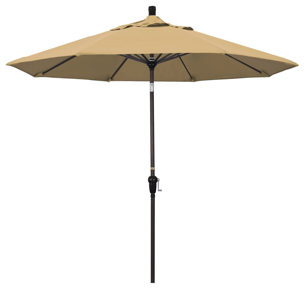 9' Bronze Auto-Tilt Crank Aluminum Umbrella, Champagne Olefin