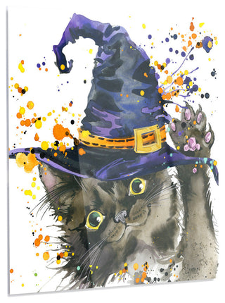Designart Halloween Cat and Witch Hat Wall Art, 30x40, 1 Panel