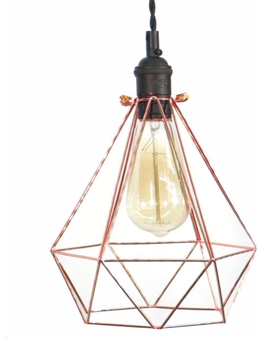 Black Copper Diamond Cage Pendant Light