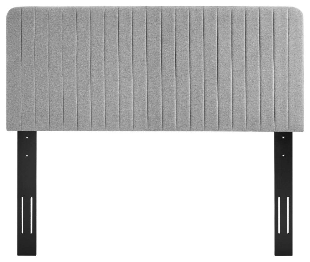 Tufted Upholstered Fabric King/California King Headboard Light Gray