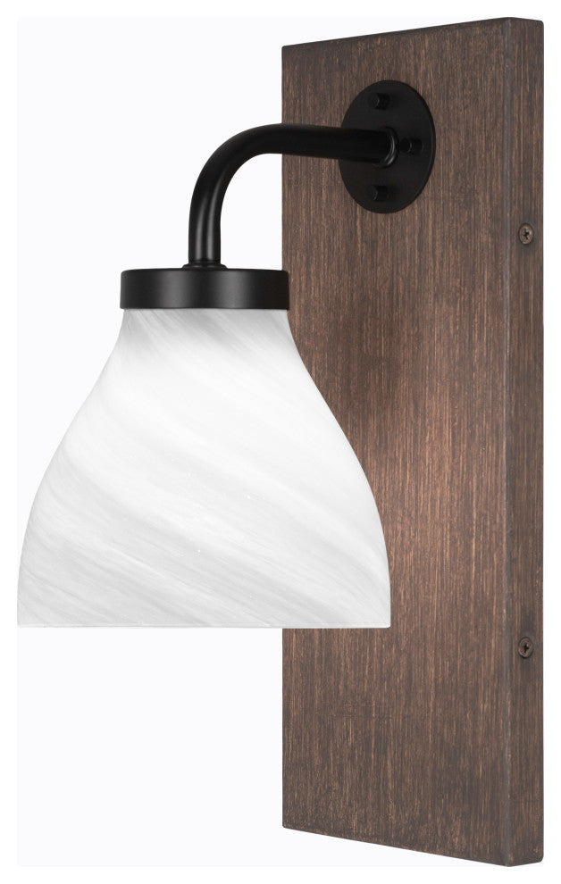 Oxbridge Wall Sconce, Matte Black & Painted Distressed Metal, 6.25" White Marble